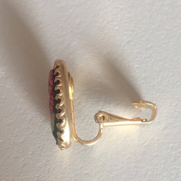 Miniature Framed Needle Point Earrings - Picture 4 of 9